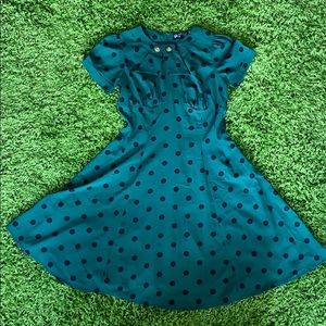 Hell Bunny Green w/ Black Polka Dots Dress